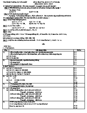 Đề kiểm tra học kỳ I - Toán 6 năm học 2014 2015 - Trường THCS Lưu Văn Mót